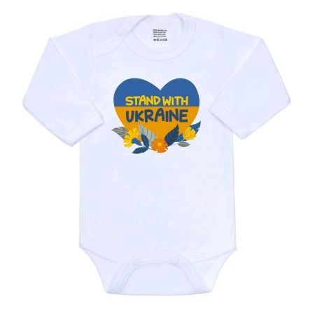 Body s potiskem New Baby Mír pro Ukrajinu - Stand with Ukraine Bílá 74 (6-9m)