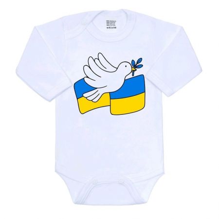 Body s potiskem New Baby Mír pro Ukrajinu - Holubice míru Bílá 80 (9-12m)