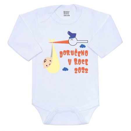 Body s potiskem New Baby Doručeno v roce 2022 Bílá 68 (4-6m)