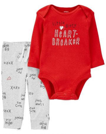 CARTERS CARTER'S Set 2dílný tepláky, body dl. rukáv Red Words chlapec 3m