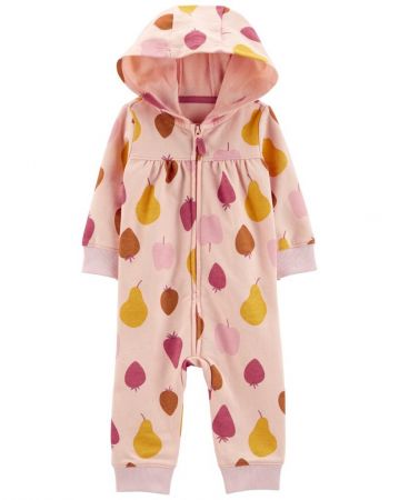 CARTERS CARTER'S Overal bez nožiček s kapucí Pink Fruit holka NB/ vel. 56