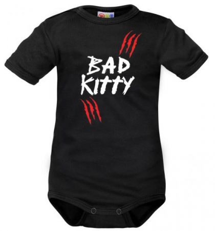 Body krátký rukáv Dejna Bad Kitty - černé, vel. 80, 80 (9-12m)