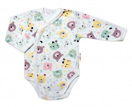 Baby Nellys Kojenecké body, dl. rukáv, zap. bokem New Teddy, barva neutrální, vel. 62, 62 (2-3m)