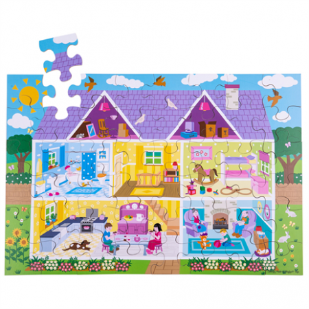 Bigjigs Toys Podlahové puzzle Domeček 48 dílků