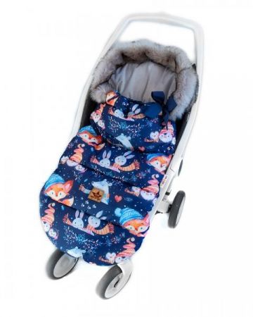 Baby Nellys Dětský fusak maxi PREMIUM Winter friends, granátový, 110x50cm