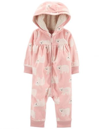 CARTERS CARTER'S Overal bez nožiček přechodný Pink Bear dívka NB /vel.56