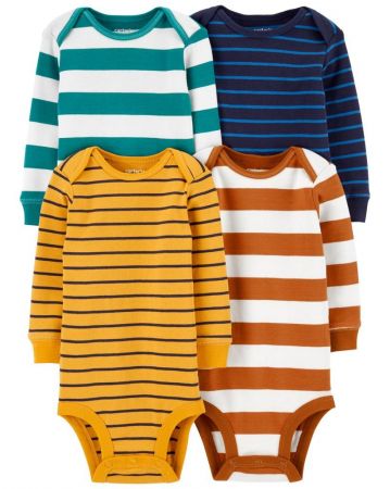 CARTERS CARTER'S Body dl. rukáv Stripes chlapec 4ks NB /vel.56