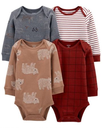 CARTERS CARTER'S Body dl. rukáv Bear chlapec LBB 4ks NB /vel.56