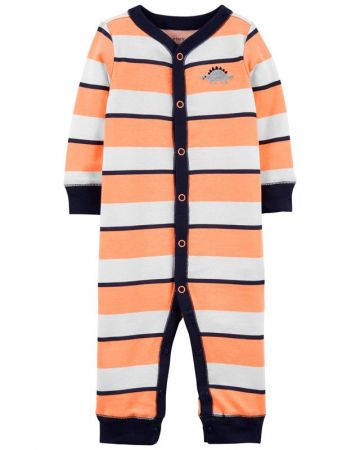 CARTERS CARTER'S Overal bez nožiček na druky Sleep & Play Orange Stripes chlapec NB/ vel. 56