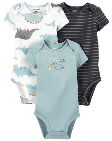 CARTERS CARTER'S Body krátký rukáv Blue Dino chlapec LBB 3ks NB