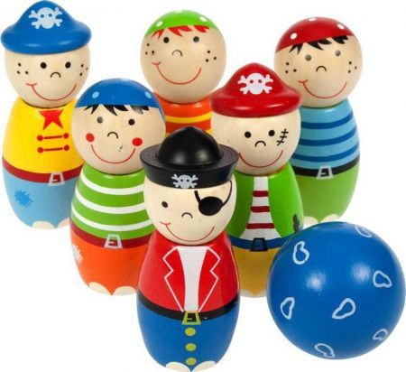 Bigjigs Toys Dřevěné kuželky Piráti