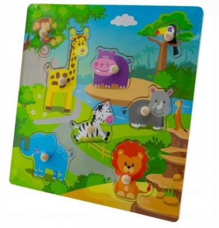 Tulimi Dřevěné zábavné puzzle vkládací - Zoo velké