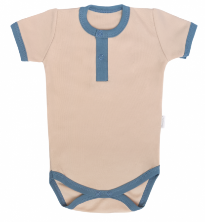 Mamatti Bavlněné body polo kr. rukáv, Dinosaurus- krémové, vel. 80, 80 (9-12m)