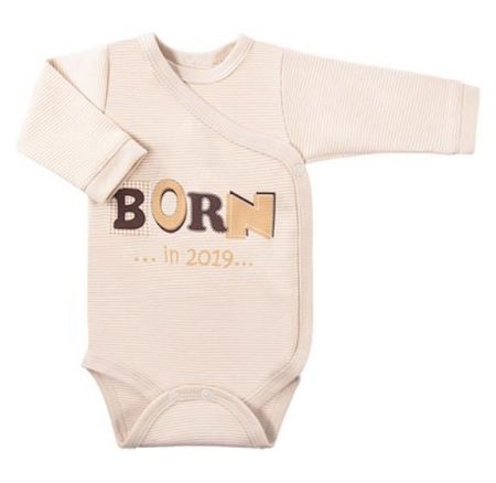 EEVI Kojenecké body dl. rukáv, zapínání bokem Happy Baby - béžové, vel. 62, 62 (2-3m)