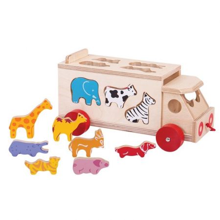 Bigjigs Toys Dřevěné auto se zvířátky