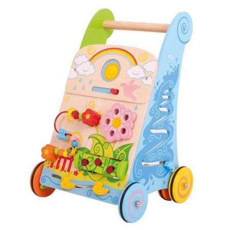 Bigjigs Toys Bigjigs Baby Dřevěné aktivní chodítko zahrada