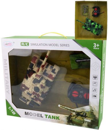 _Ostatní 1_ RC Tank na vysílačku 27MHz na baterie 1:18 USB Světlo Zvuk 2 barvy