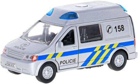 _Ostatní 1_ Auto policie dodávka český design CZ 14cm na baterie Světlo Zvuk kov