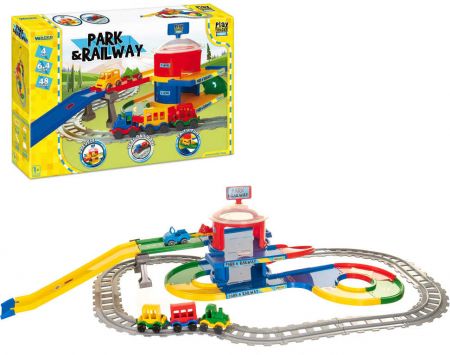 WADER Play Tracks baby set dráha s autíčky a vláčkem s doplňky 42ks plast