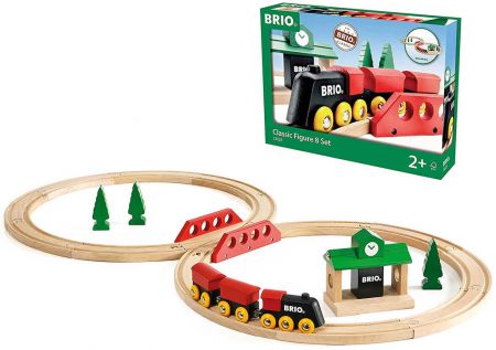 BRIO DŘEVO Baby vláčkodráha osmička Classic set s doplňky 22ks