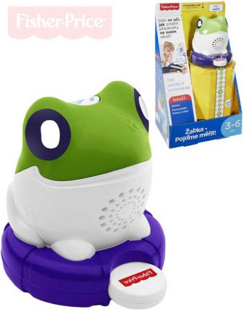 FISHER PRICE Žabka Nauč se měřit na baterie svinovací metr Zvuk plast