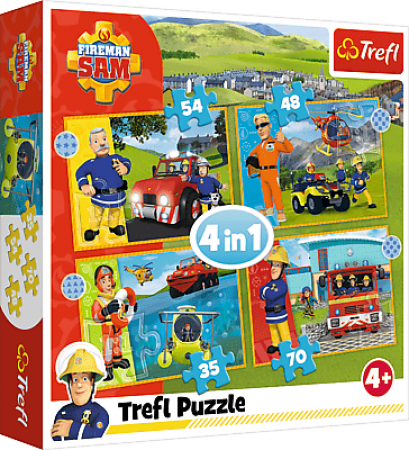 TREFL - Puzzle 4v1 - Odvážný Požárník Sam / Prism A&D Fireman Sam