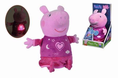 SIMBA - Peppa Pig 2v1 plyšový usínáček, hrající + světlo, růžový, 25 cm