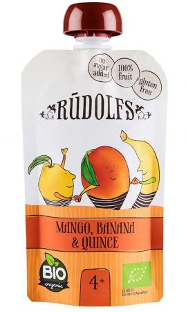 Rudolfs BIO kapsička Mango, banán a kdoule 110 g 