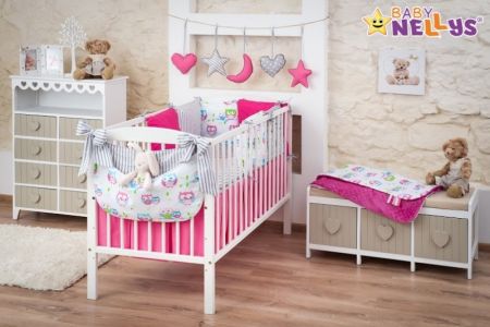 Baby Nellys Mega sada Be LOVE - Malina/šedá - Sovičky Velikost: 135x100