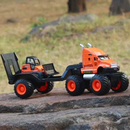 Maisto Builder Zone Quarry Haulers with Street Loader, Orange 1:32