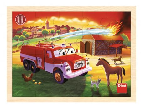 Dino Toys Dřevěné puzzle Tatra Hasiči, 20 dílků