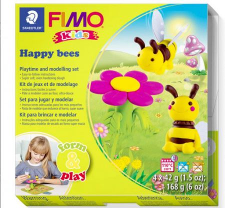 FIMO sada kids Form & Play Šťastné včelky, 4 x 42g