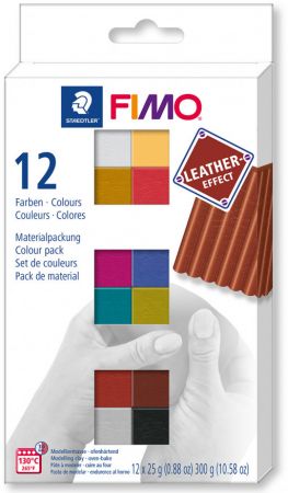 Sada FIMO LEATHER Efekt 12 barev, 25g