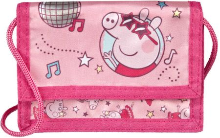 Peněženka dětská překlápěcí prasátko Peppa Pig na suchý zip se šňůrkou DS11362366