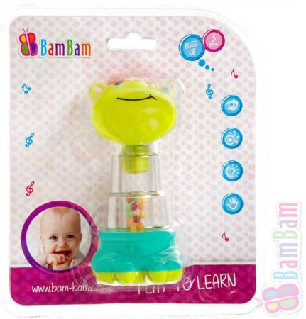 BAM BAM Baby chrastítko žirafa 13cm s kuličkami pro miminko Zvuk plast DS77089468