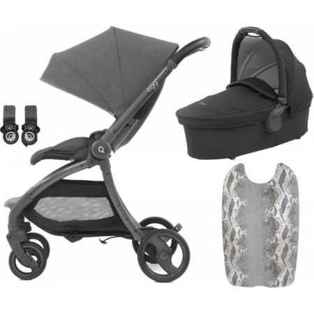 BabyStyle Egg Quail Quantum Grey set: kočárek + korba + adaptéry