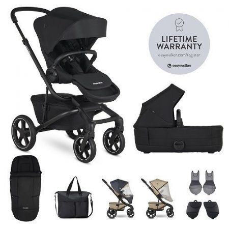 Easywalker Set XXL kočárek kombinovaný Jimmey s příslušenstvím-Pepper Black