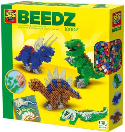 SES CREATIVE Korálky zažehlovací 3D Dino kreativní set 1800ks s doplňky DS43031954