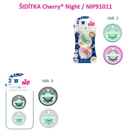 NIP CHERRY night šidítko K,6m+,2ks,mix barev