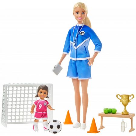 Mattel  Barbie fotbalová trenérka s panenkou herní set blond trenérka