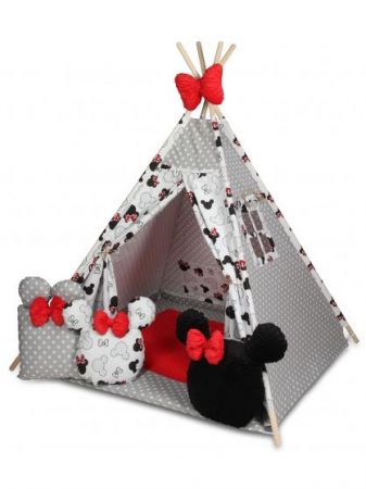 Dětský stan Teepee Baby Max ČERVENOBÍLÁ MINNIE s doplňky 01