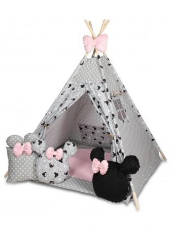 Dětský stan Teepee Baby Max RŮŽOVOŠEDÁ MINNIE s doplňky 03