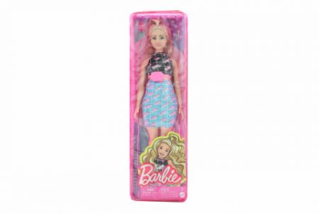 Barbie Modelka - černo-modré šaty s ledvinkou HJT01 DS18086588