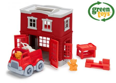 Green Toys Hasičská stanice s autíčkem