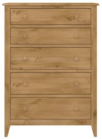 Komoda Haston 005 s pěti zásuvkami barva pine výška 117 cm