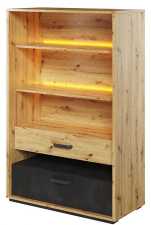 Skříň do studentského pokoje Larry 06 s LED osvětlením výška 138 cm