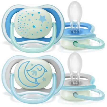 Philips AVENT Šidítko Ultra air noční 6-18m chlapec, 2 ks