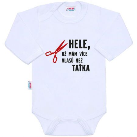 NEW BABY Body s potiskem New Baby Více vlasů než taťka Vel. 50