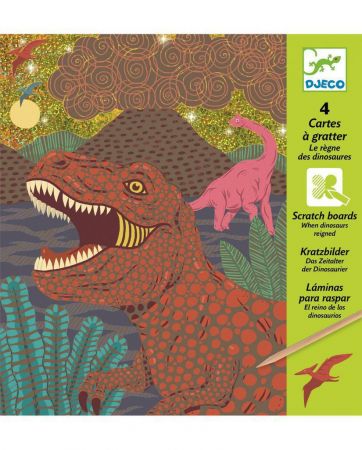 DJECO Vyškrabávací obrázky - dinosauři