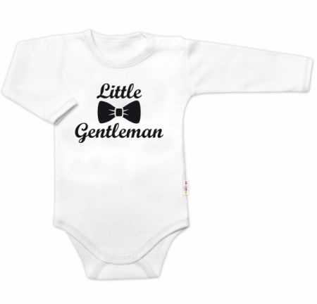 Body dl. rukáv Little Gentleman, bavlna Baby Nellys, bílo/černé Velikost: 80 (9-12m)